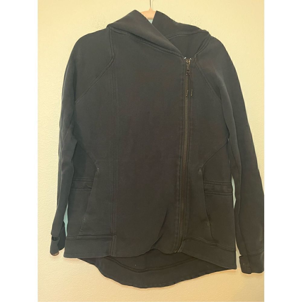 Women's Nike Black Yoga Full Zip Hoodie M Asymmetrical Warm Pockets
